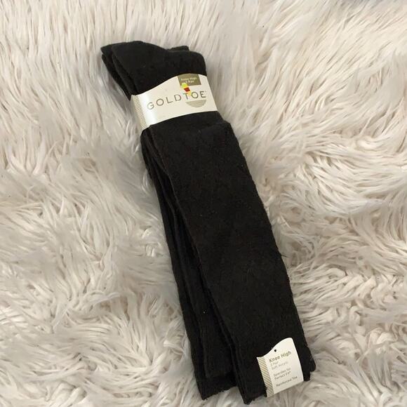 GOLDTOE KNEE HIGH ARGYLE SOFT‎ ACRYLIC WOOL SOCKS 2 PACKS BROWN SIZE 9-11 - Picture 1 of 6